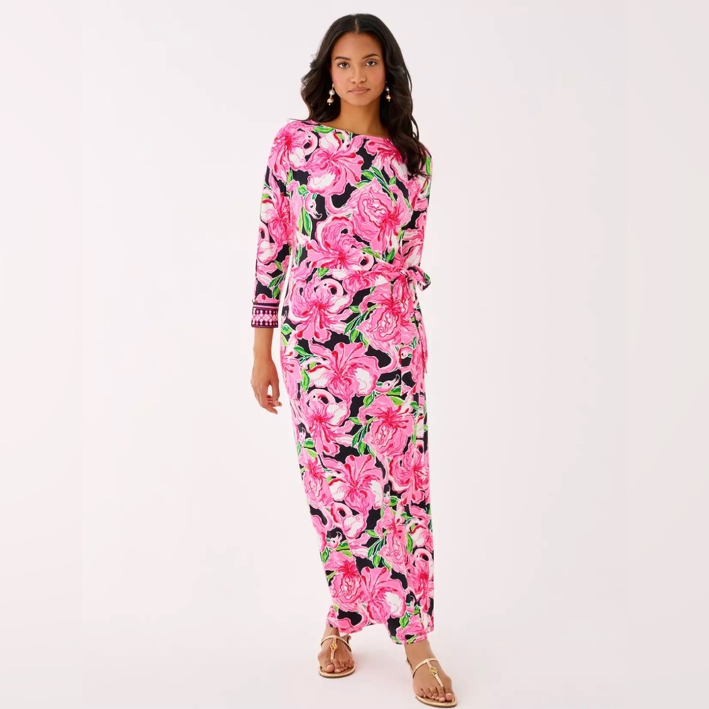 NWT Lilly Pulitzer Demy Dolman Sleeve Maxi Party AllThe Time Print Size M